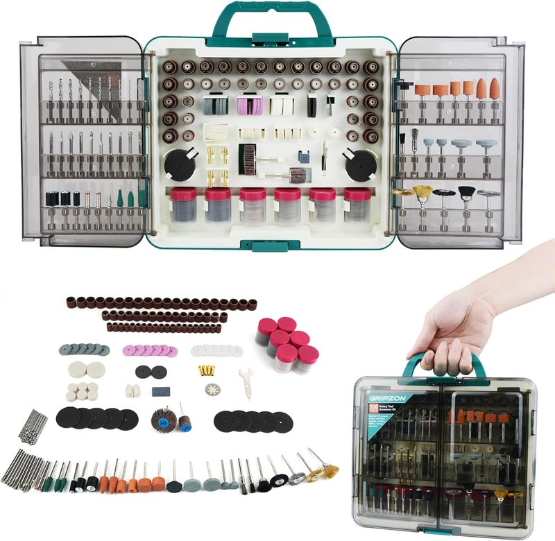 Gripzon 508PCS Rotary Tool Accessories Kit, Rotary Tool Bits for Universal Grinding, Sanding, Cutting, Polishing, Carving and Engraving, Fits for Dremel Bit Kit - Image 1